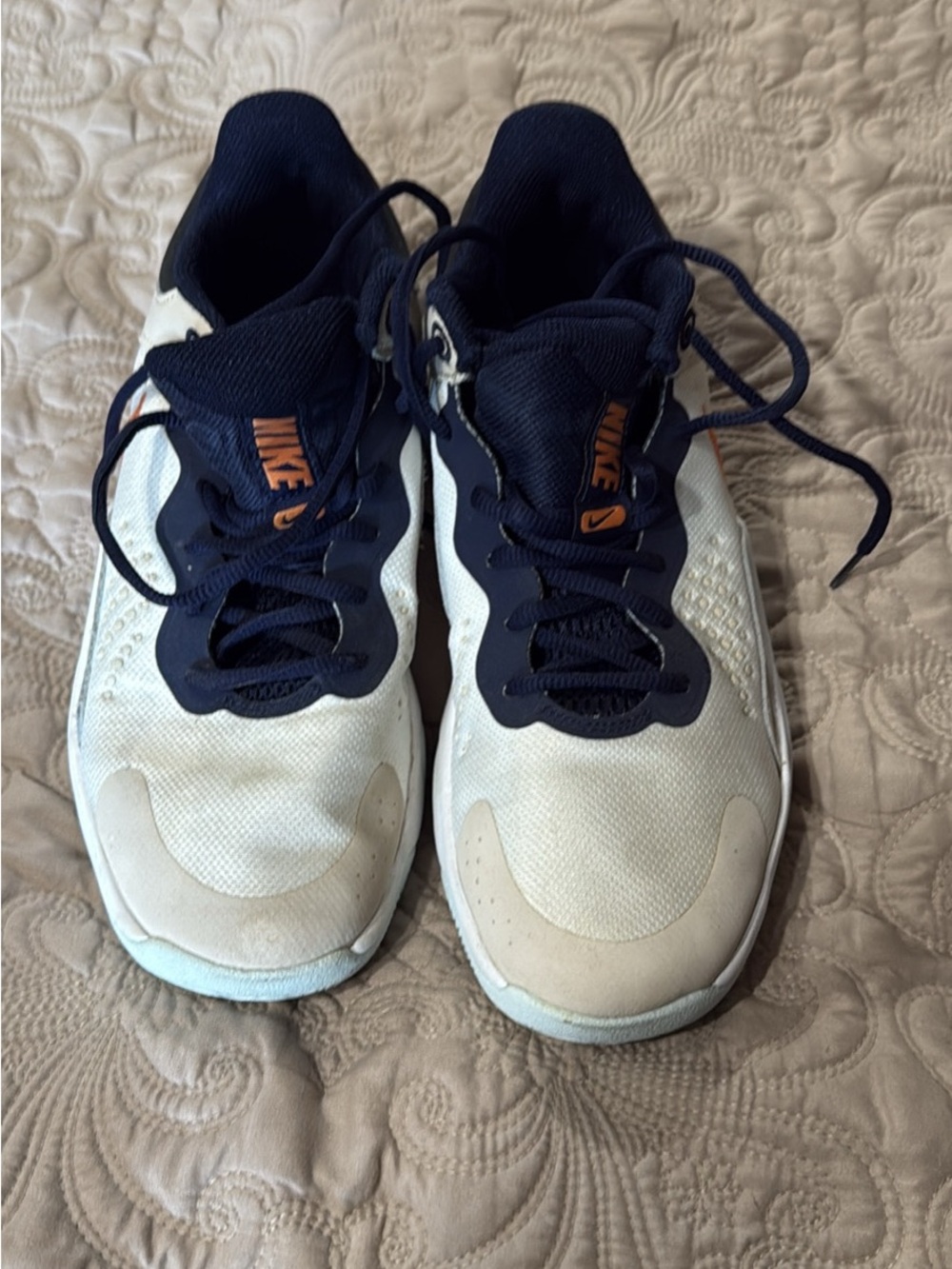 Nike Youth Navy, White, and Orange Lightweight Sneakers